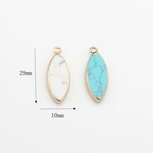 Natuurstenen marquise hangers met gouden rand voor DIY-sieraden maken, 29x10mm