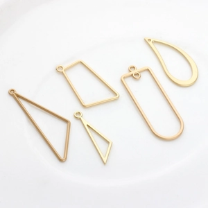 Matte gold geometric alloy pendants in triangle and drop shapes for DIY jewelry making
