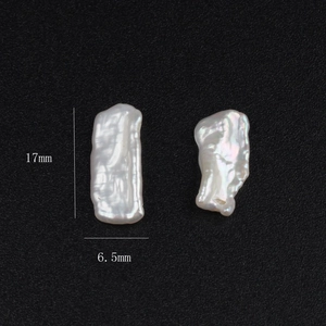 Detail showing 17mm natural baroque pearl dimensions and unique organic texture