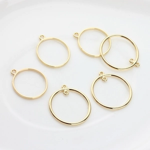 Set of 6 gold alloy hollow circle charms for DIY earring and jewelry making