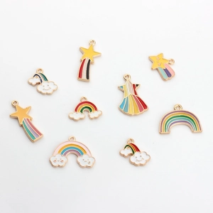Kleurrijke emaille regenboog en cartoon hangers voor DIY-sieraden maken en accessoires
