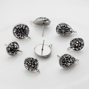 DIY Shamballa crystal drop earring posts with rhinestones and hanging loop accessories