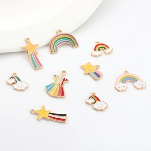 DIY Legering Emaille Cartoon Hangers Regenboog Ster Wolk Charms Voor Oorbellen Ketting Sleutelhanger Sieraden Maken Benodigdheden