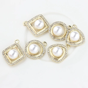 Golden geometric jewelry pendants with pearls and crystal accents for DIY earring crafts