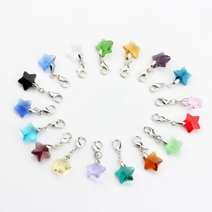 Faceted Artificial Crystal Five Pointed Star Pendant Charm Zinc Alloy Electroplated DIY Jewelry Findings With Lobster Clasp