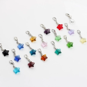 Handmade crystal star pendants with lobster clasps in 15 vibrant colors for accessories