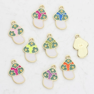 Colgantes de champiñón coloridos de aleación para joyas DIY con motivos florales