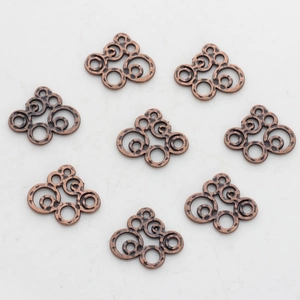 Set of 8 vintage copper alloy geometric spiral round charms for DIY jewelry making
