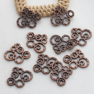 Retro geometric nested circle alloy charms for DIY jewelry making in bronze finish