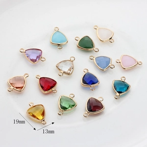 Triangle crystal pendants with copper edging in 13 colors for DIY jewelry making