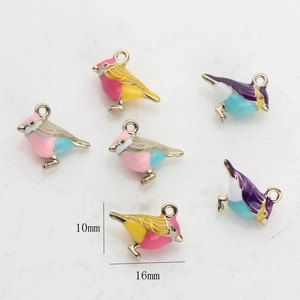 3D alloy bird pendants with colorful enamel for DIY jewelry making 10mm x 16mm charms