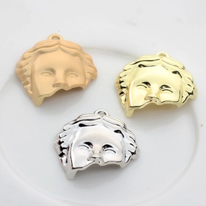 Pendentifs de visage vintage en alliage or et argent pour la création de bijoux DIY