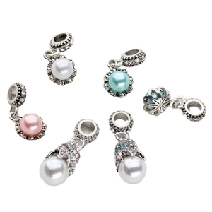 Exquisitos colgantes de perlas con incrustaciones de cristal para pulseras DIY