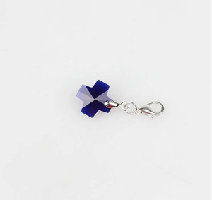 Blauer Kristal-Kreuzanhänger mit silbernem Karabinerverschluss für DIY-Schmuck