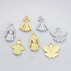Golden and silver alloy angel wing and dress pendants for DIY jewelry making sets