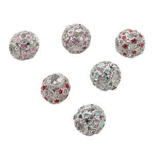 Holle ronde metalen ster kralen met kleurrijk emaille en strassteentjes voor DIY sieraden