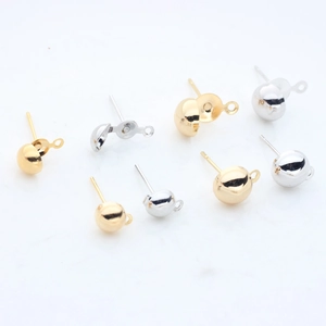 Detail showing gold and silver semi-round stud earring posts for DIY jewelry making