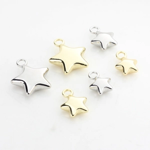 3D solid star pendants in gold and silver colors for DIY jewelry making and earring design
