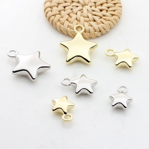 Alloy Star Shaped Charms Pendants For DIY Jewelry Making Gold Silver Plated Earring Necklace Accessory 3D Solid Metallic Star