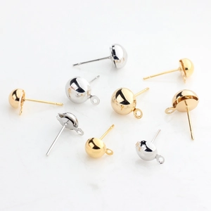 DIY Jewelry Making Accessories Zinc Alloy Electroplated Semi-Round Earring Posts With Loop For Earring Findings Parts