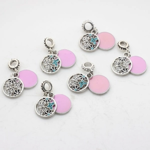 Ciondoli a fiore e libellula rosa con cristalli per bracciali e collane gioielli DIY