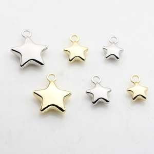 Star-shaped alloy pendants in gold and silver colors for DIY jewelry making accessories
