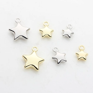 Star-shaped solid metal pendants in gold and silver finish for DIY jewelry making