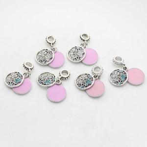 Ciondoli Doppi a Forma di Farfalla Fiore Libellula in Lega di Zinco Con Smalto Rosa e Strass per Creazione di Gioielli DIY