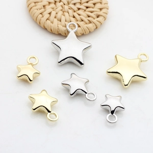 Polished alloy star charms in gold and silver finishes for DIY jewelry making