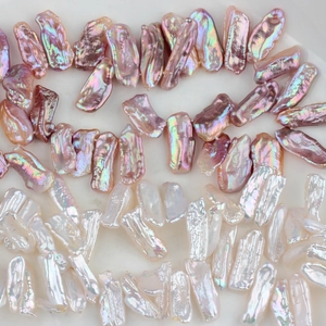 Perle d'acqua dolce barocche irregolari con lucentezza metallica per creazione gioielli
