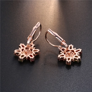 18K rose gold plated sunburst earrings featuring multi-color AAA zircon crystal stones