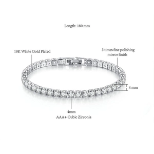 Elegantes Armband mit 18K Weißgold-Vergoldung und 4mm AAA+ Zirkonia Steinen