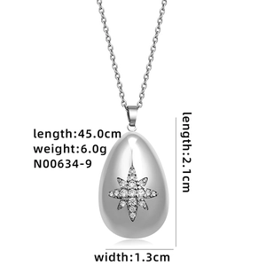 Collana con pendente a goccia d'argento e specifiche delle misure del prodotto