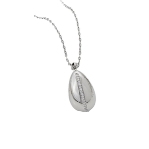 Collana con pendente a goccia d'argento e zirconi incastonati verticalmente