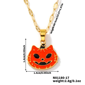 Détails du pendentif citrouille avec dimensions et chaîne dorée ajustable incluse