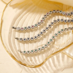 Pulsera Ajustable de Racimo de Flores de Cobre y Circonia de Lujo para Mujer Joyería Elegante con Incrustaciones de Piedras