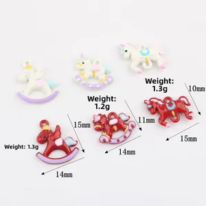 Enamel alloy rocking horse charms for DIY jewelry making with exact dimensions