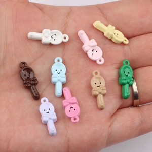 Colorful resin lollipop charms with smiley face and bow for DIY jewelry making