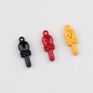 Colorful alloy lollipop pendants with smiley faces for DIY jewelry and necklaces