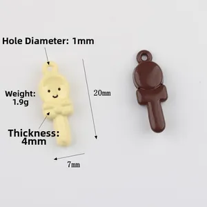 Lollipop-Anhänger für DIY-Schmuckherstellung in Gelb und Braun mit Maßen