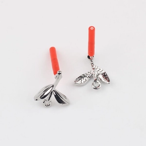 Detailed silver branch leaf earring pendants with dual-leaf design and assembly holes