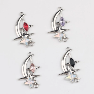 Stern- und Mondanhänger aus Legierung mit Zirkonia und Opalstern für DIY-Schmuck