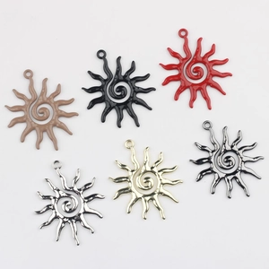 DIY colorful alloy sunflower pendants in six metallic colors for handmade jewelry making