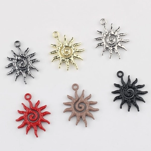 Colorful sunflower alloy pendants in six metallic finishes for DIY jewelry making