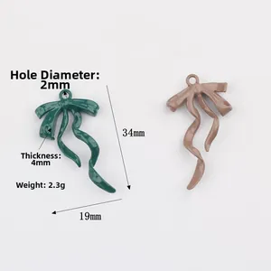 Schleifenanhänger für DIY Schmuck aus Legierung in Grün und Braun mit Glanz