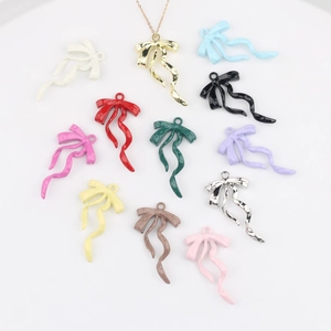 Zinklegierung Schleife Anhänger Bandform Emaille DIY Schmuck Zubehör Für Halsketten Armband Ohrringe Herstellung