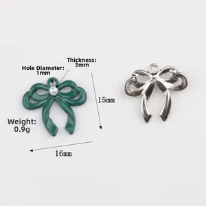 Legering strik hanger met parel voor DIY sieraden, afmetingen 15x16mm en gewicht