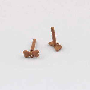 Brown bow-shaped alloy earring connector with hanging hole for DIY jewelry making