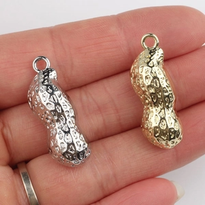 Colgantes de cacahuete minimalistas en oro y plata para creación de joyas DIY