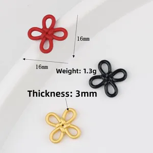 16mm Chinese knot flower pendants in red, black, and gold for DIY jewelry making